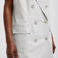 Drapey Suiting Oversized Double Breated Vest - Stone