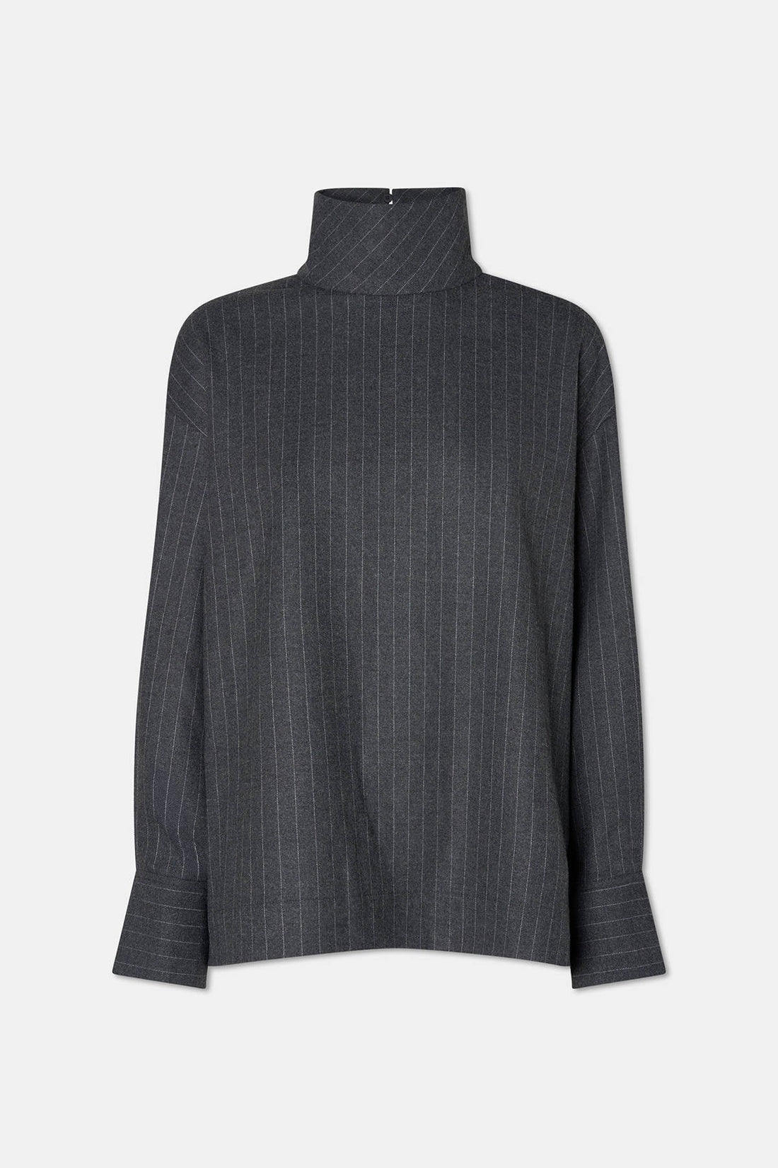 Turtleneck Shirt - Dark Grey Pinstripe