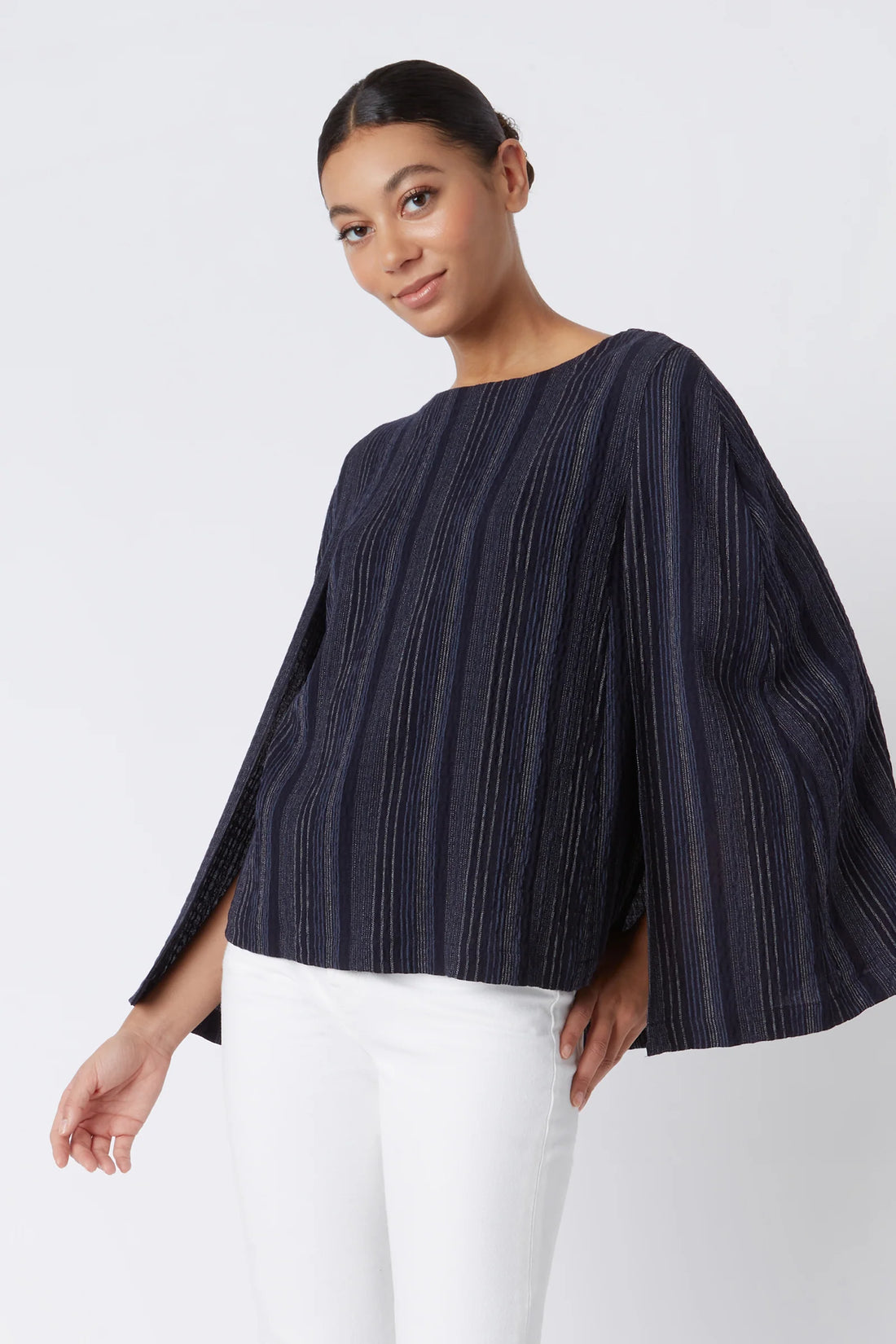 Jolene Cape Top - Navy Stripe