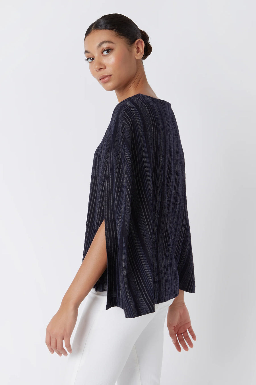Jolene Cape Top - Navy Stripe