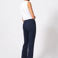 Pintuck Crop Flare Pant - Navy