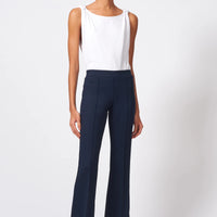 Pintuck Crop Flare Pant - Navy