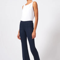 Pintuck Crop Flare Pant - Navy