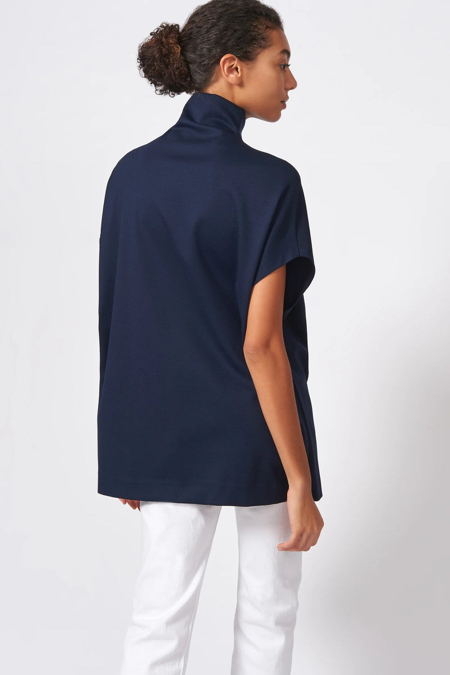 Ponte Funnel Neck Top - Navy