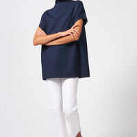 Ponte Funnel Neck Top - Navy