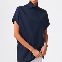 Ponte Funnel Neck Top - Navy