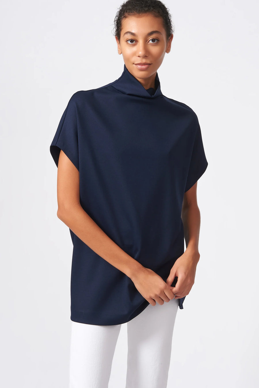 Ponte Funnel Neck Top - Navy