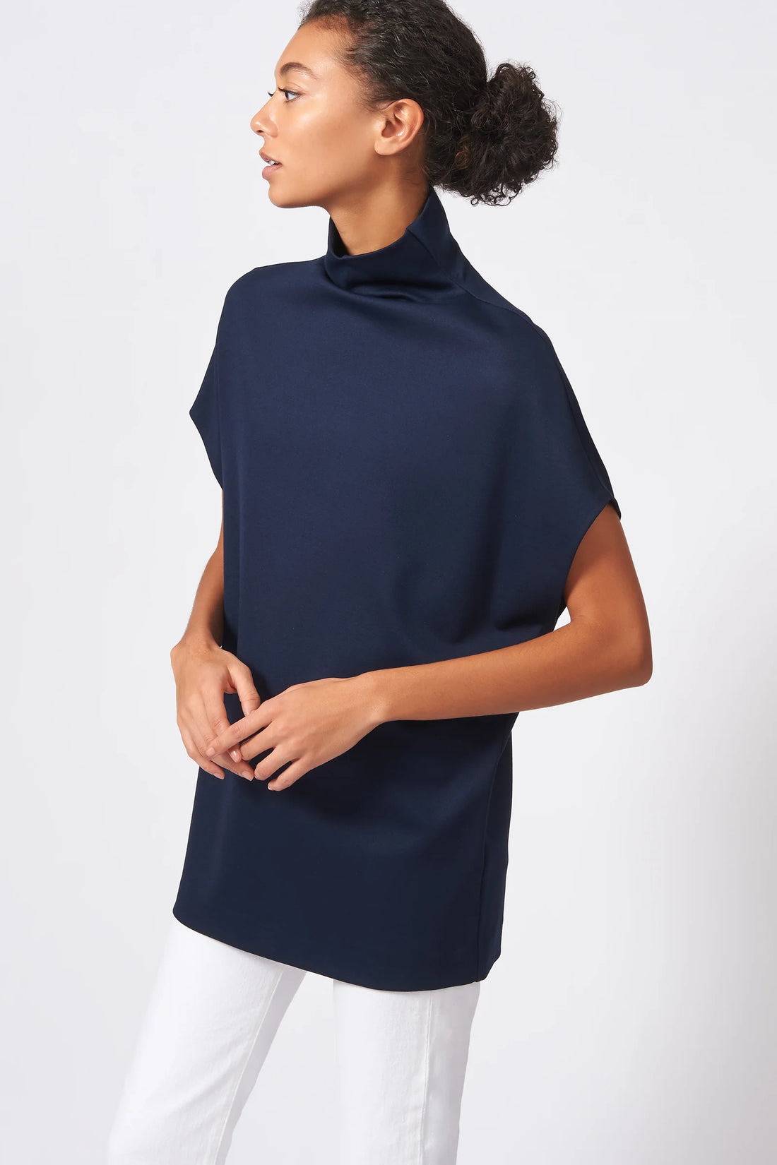 Ponte Funnel Neck Top - Navy