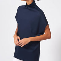 Ponte Funnel Neck Top - Navy