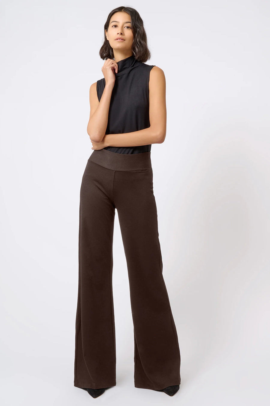 Ponte Wide Leg Pant - Espresso