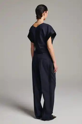Folded Deconstructed Pants Top - Navy