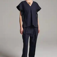 Folded Deconstructed Pants Top - Navy