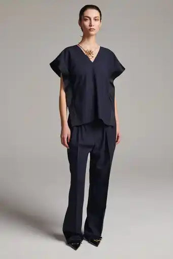 Folded Deconstructed Pants Top - Navy