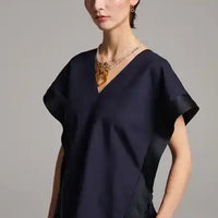 Folded Deconstructed Pants Top - Navy