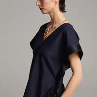 Folded Deconstructed Pants Top - Navy