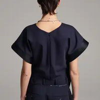 Folded Deconstructed Pants Top - Navy