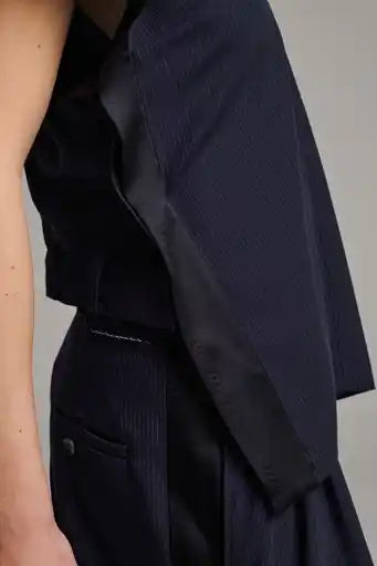 Folded Deconstructed Pants Top - Navy